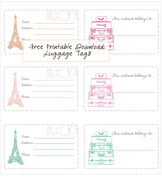 Free Printable Luggage Tags - In Honor Of Design