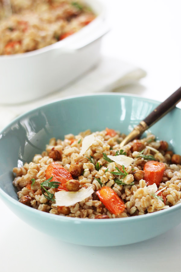 Farro Roasted Carrot and Chickpea Salad - Stir and Scribble for IHOD
