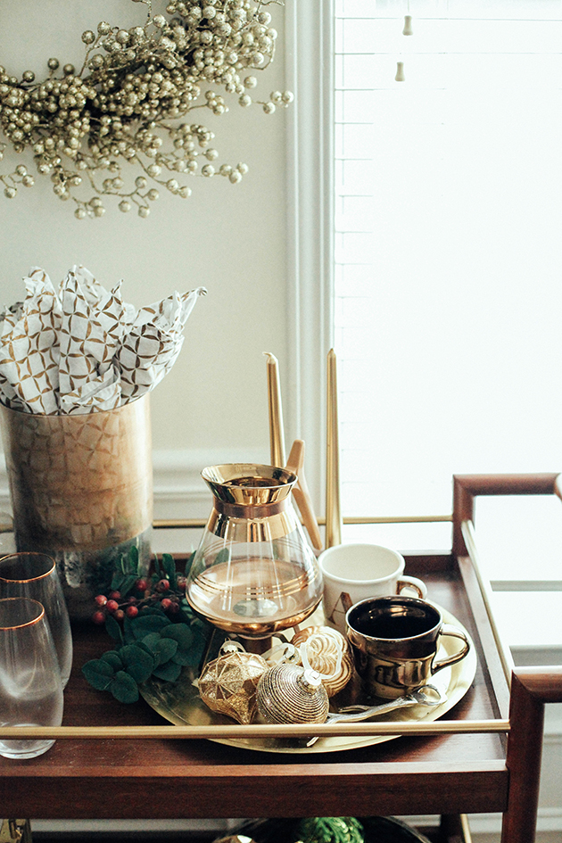 Christmas bar cart