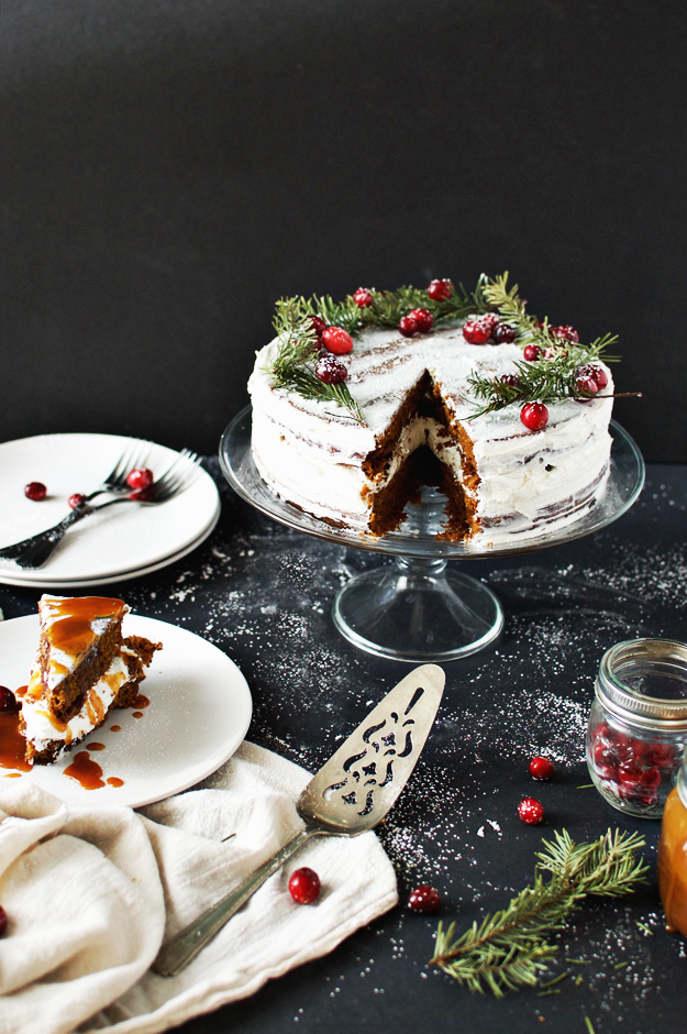 Salted Caramel Gingerbread Cake with Buttercream Frosting