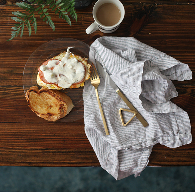 open faced breakfast sandwhich