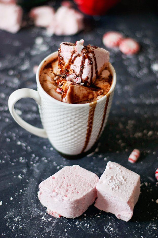 Homemade Peppermint Marshmallows with Nutella Hot Chocolate