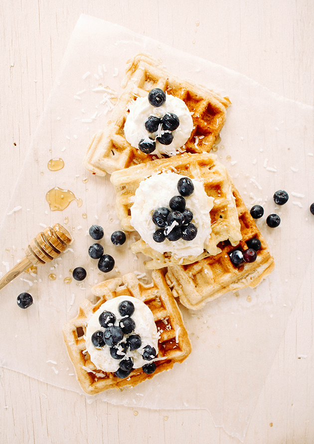 blueberries and cream waffles