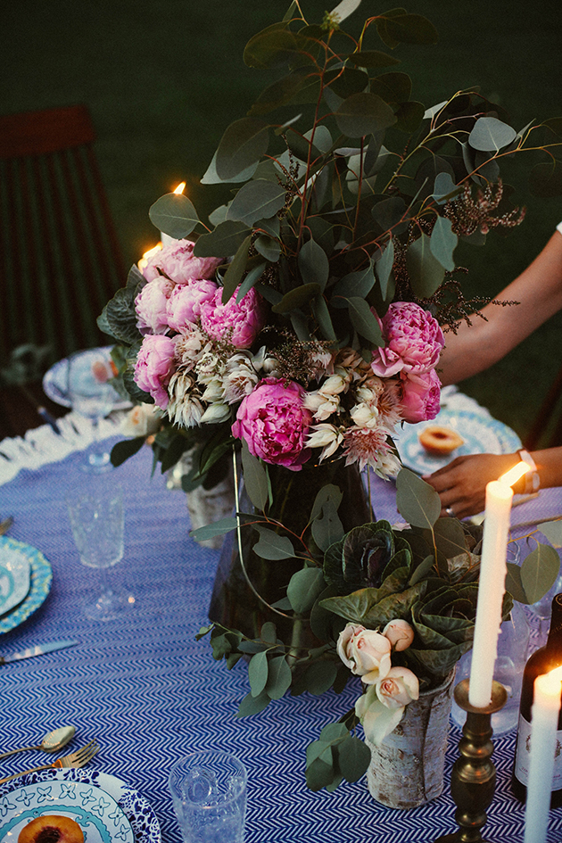 peonies and eucalyptus