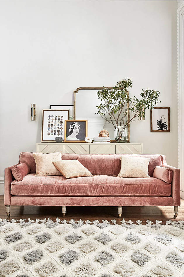 blush pink couch