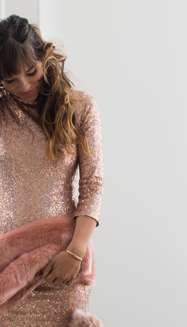 blush pink sequin dress