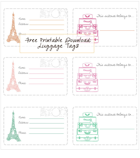 printable luggage labels