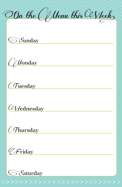 weekly meal planner template printable