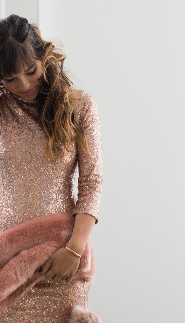 blush pink sparkly dress