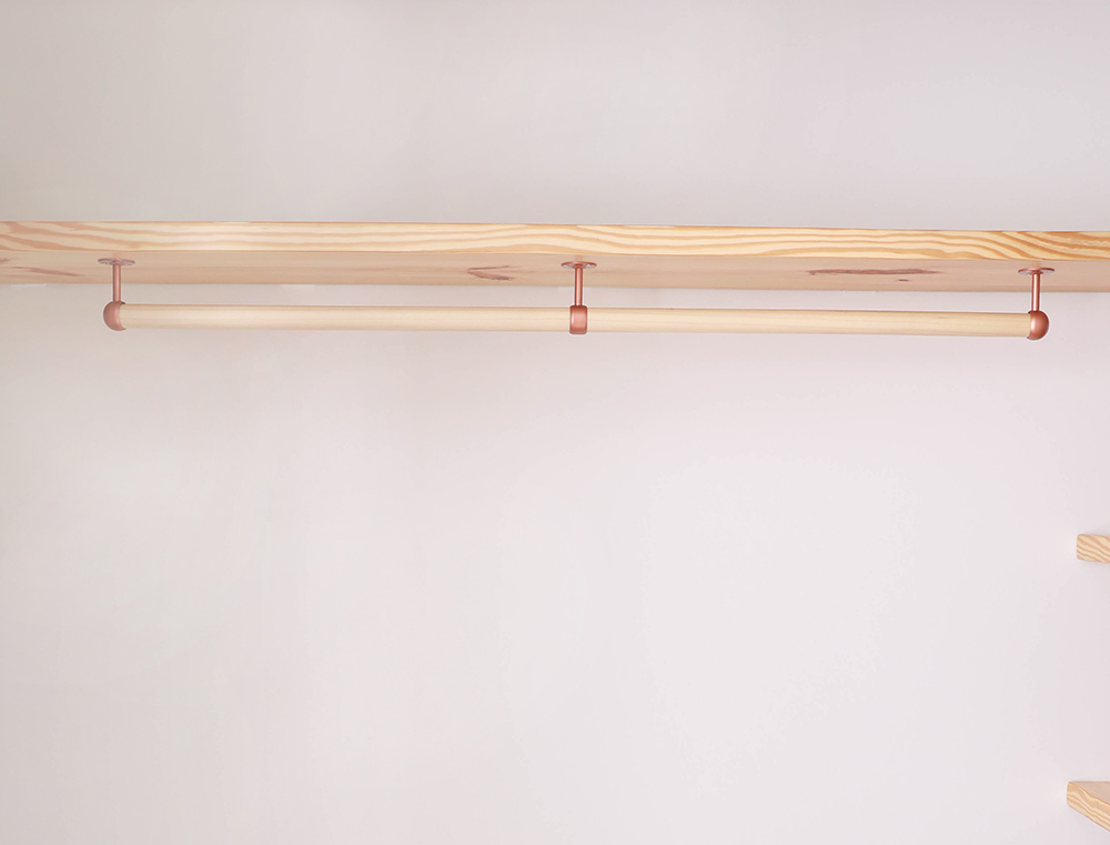 Wood closet online shelf with rod