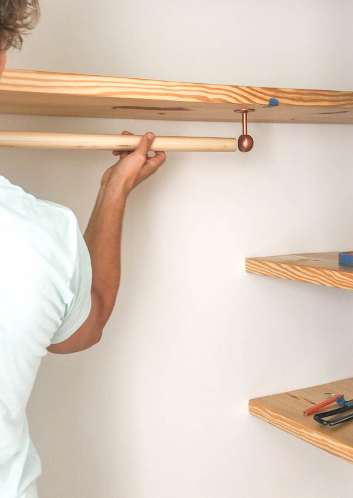 Floating shelf discount with clothes rod