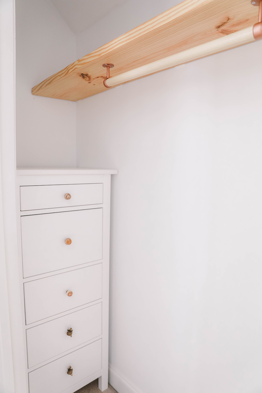 DIY Floating Wood Shelves + Clothing Bar In Honor Of Design