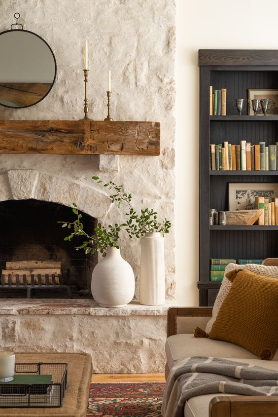 corner brick fireplace makeover