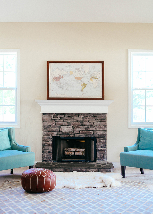 stone fireplace makeover before