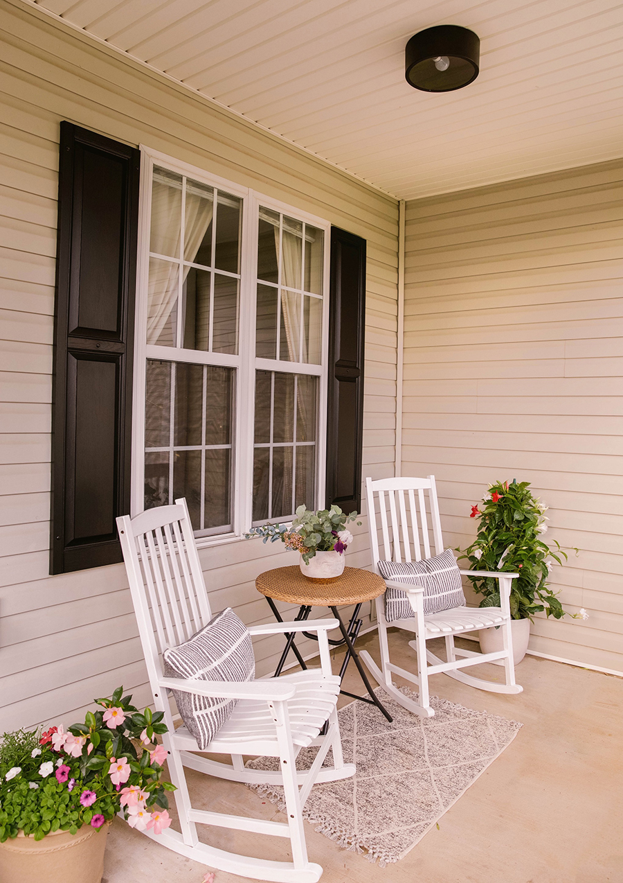 Front porch store with rocking chairs