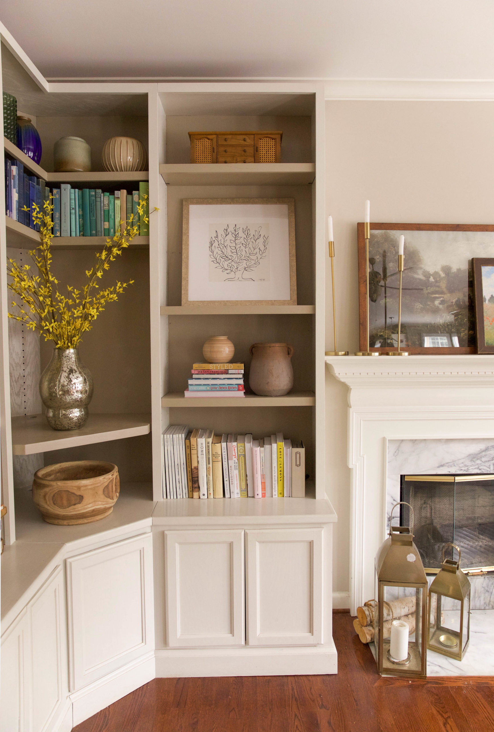 styled bookshelves