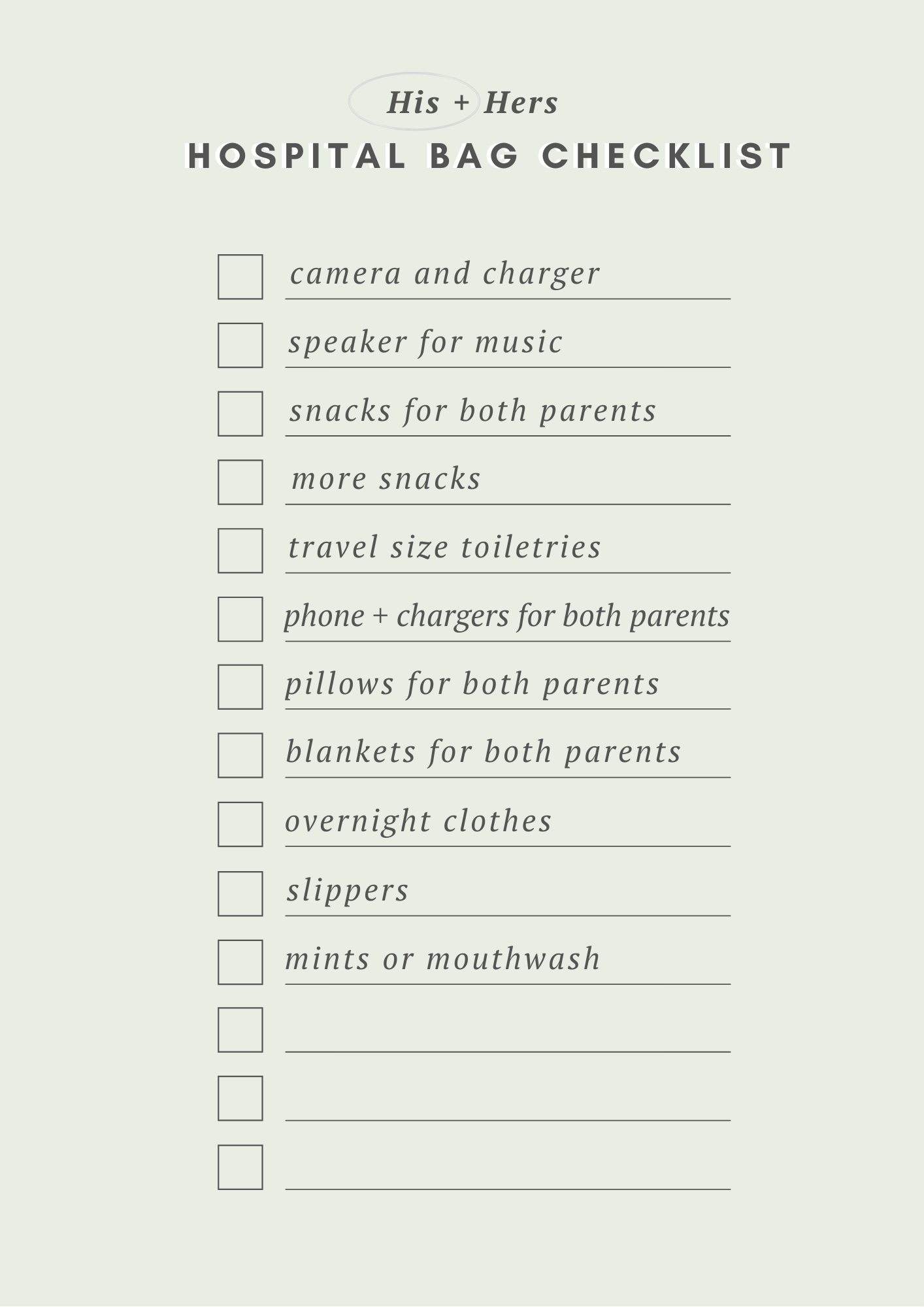 hospital bag checklist 