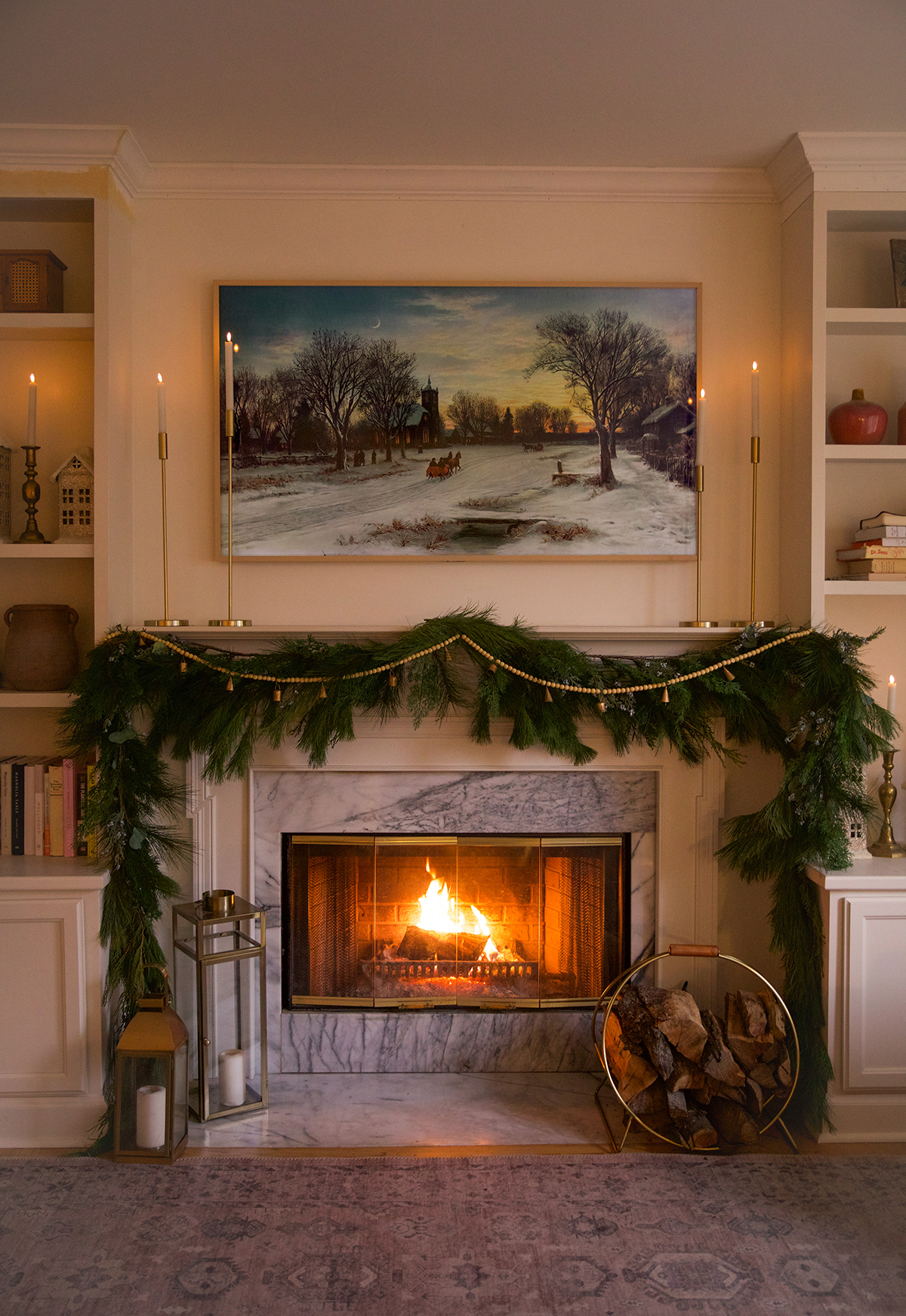 christmas holiday fireplace mantel