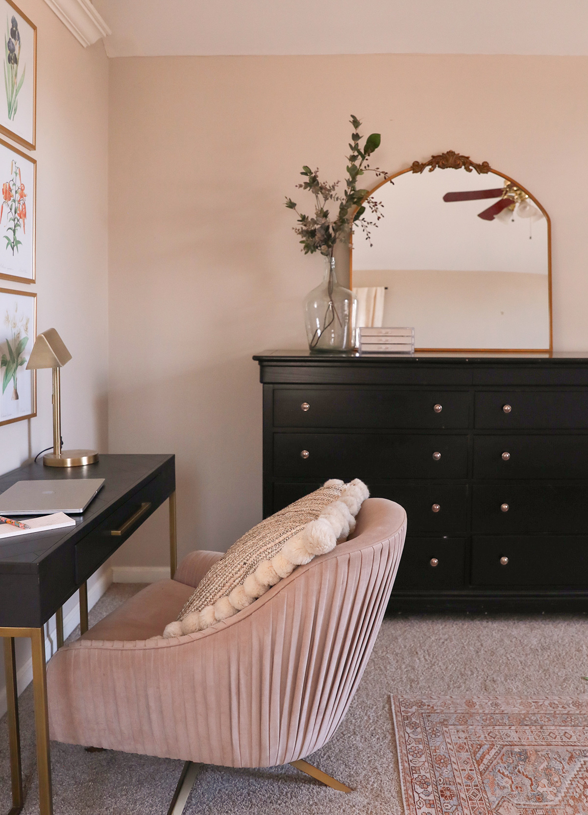 Dresser with discount mirror and chair