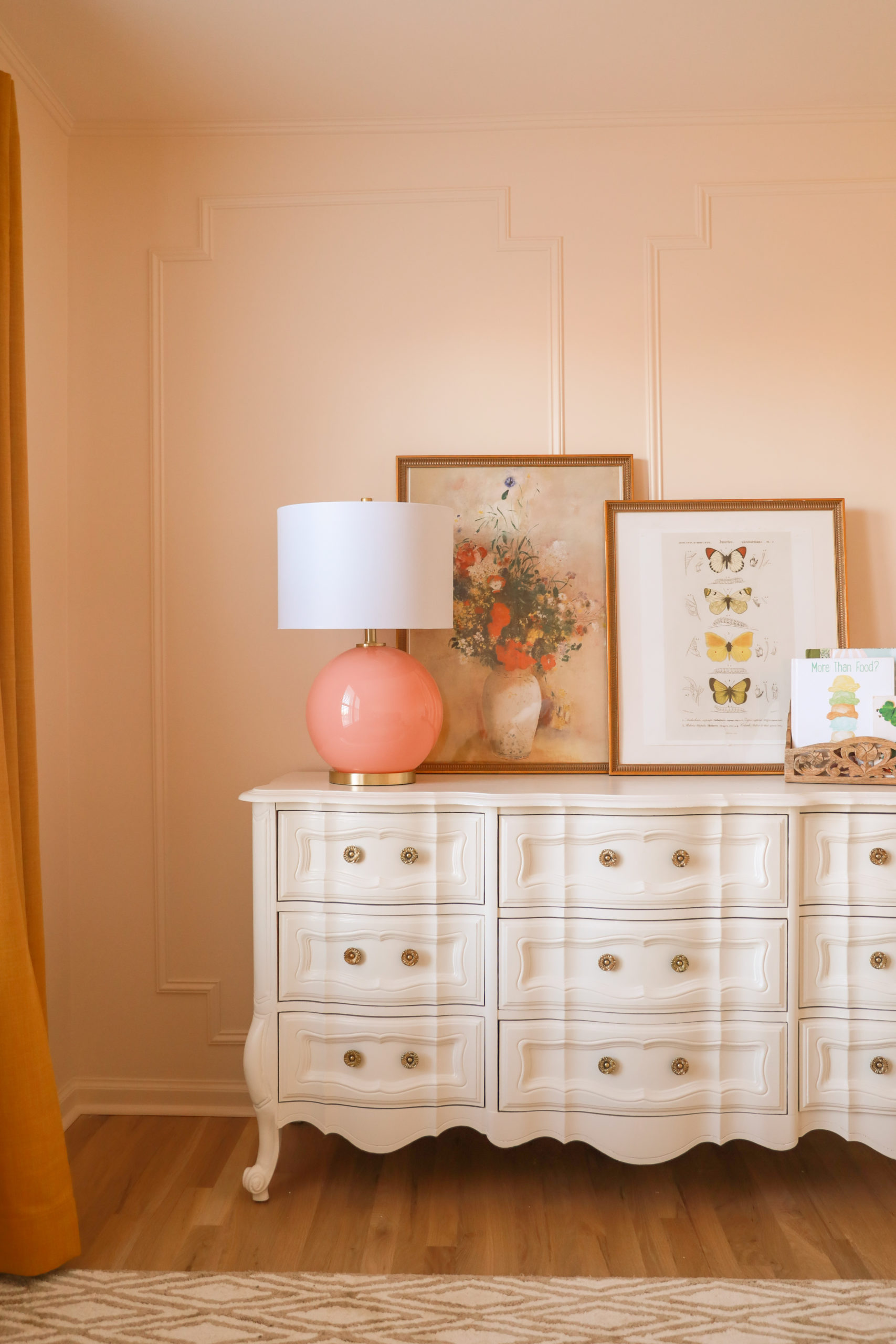 dresser makeover using a spray pain gun