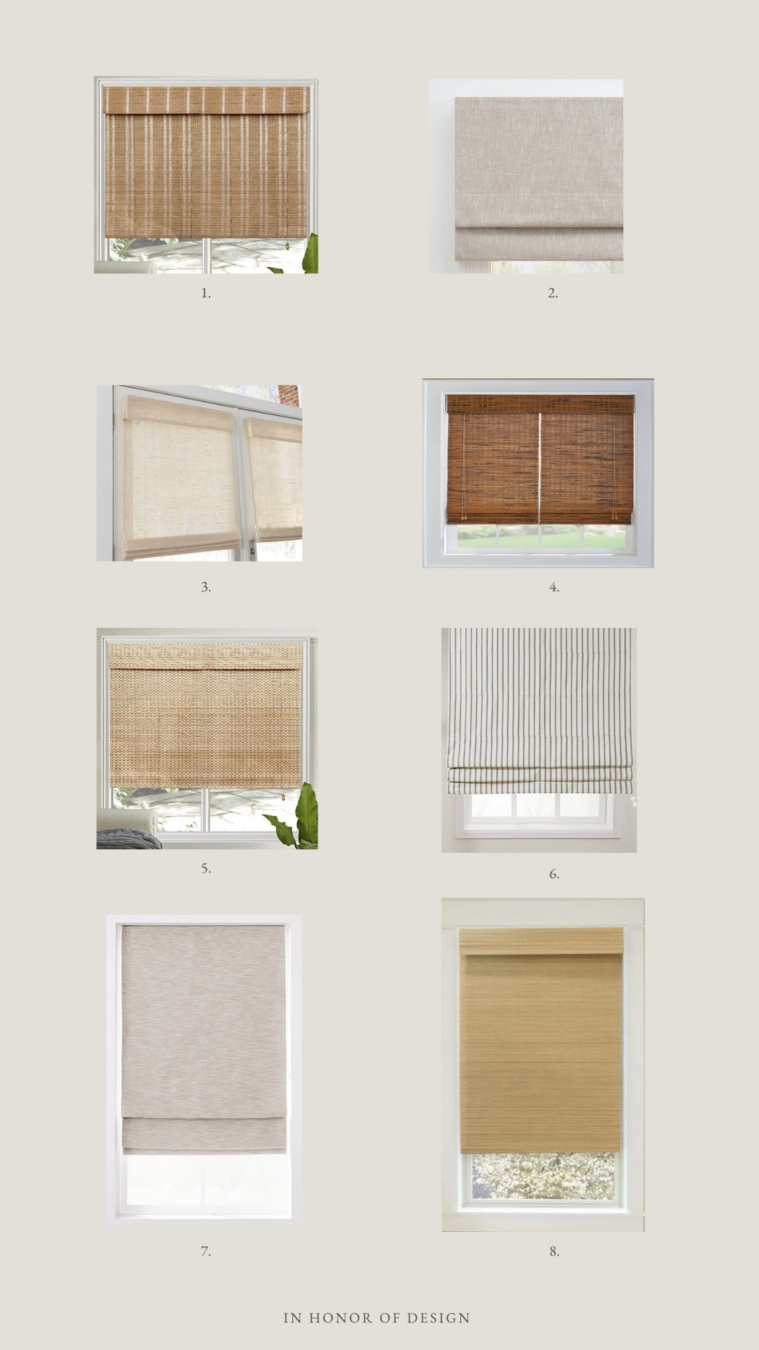 pull down shades and bamboo shades