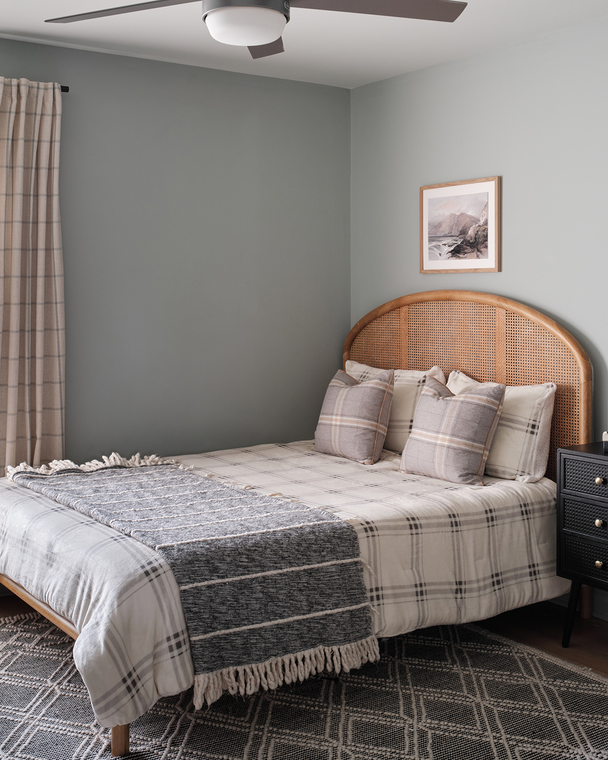 farrow and ball light blue - cane bed - teen room