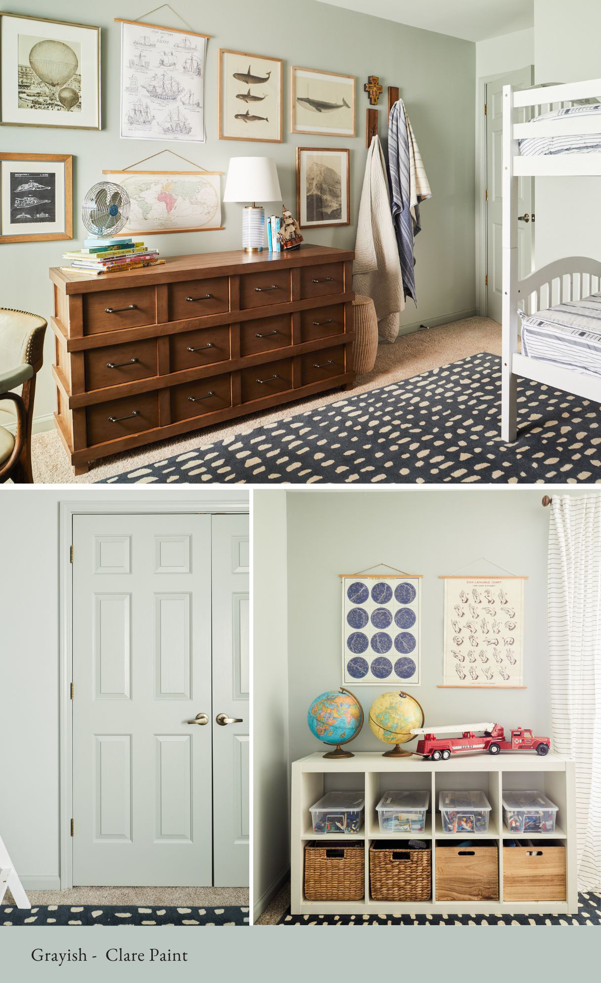 grayish clare paint - boys bedroom design
