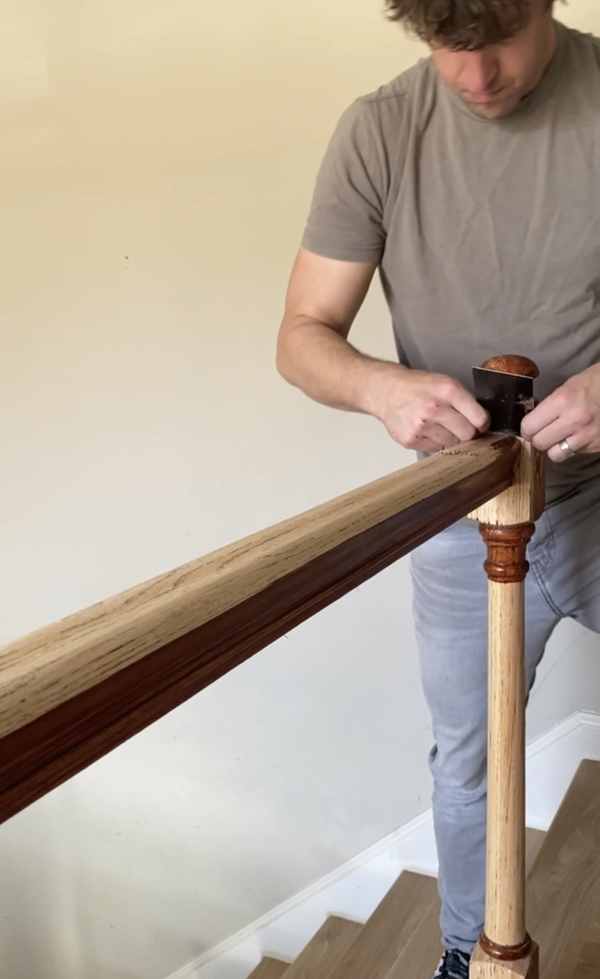 stripping stair railings