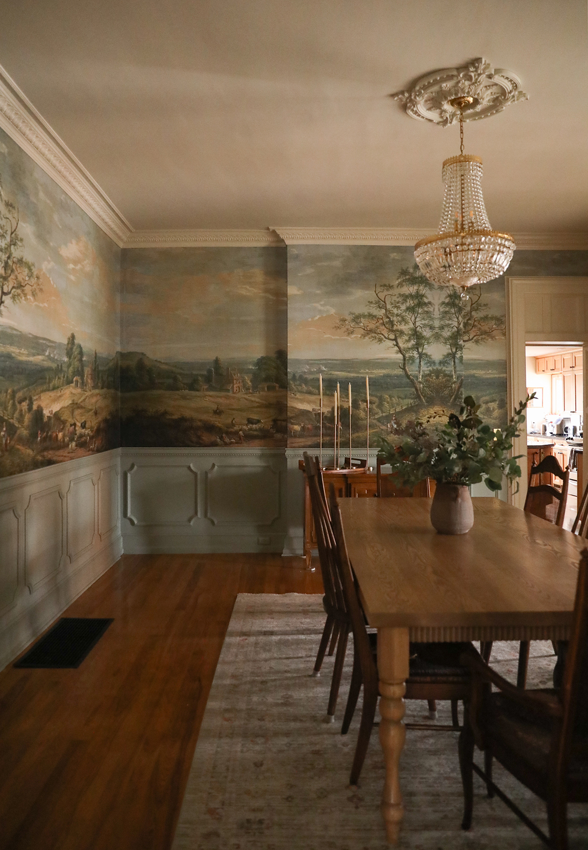 scenic wallpaper mural - dining room design