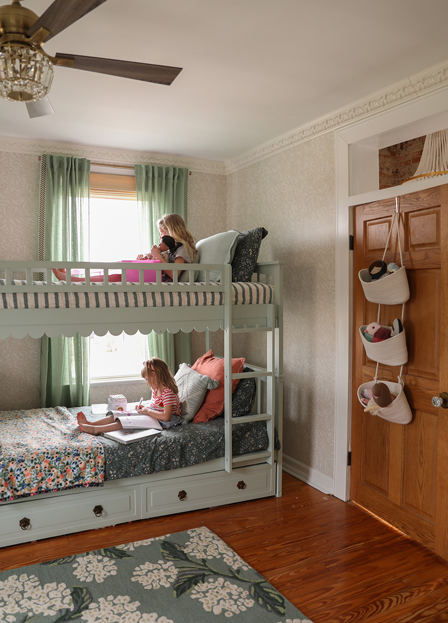 girls bedroom makeover - scalloped bunk beds