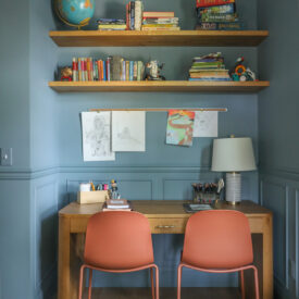 kids room design - desk station bookshelves